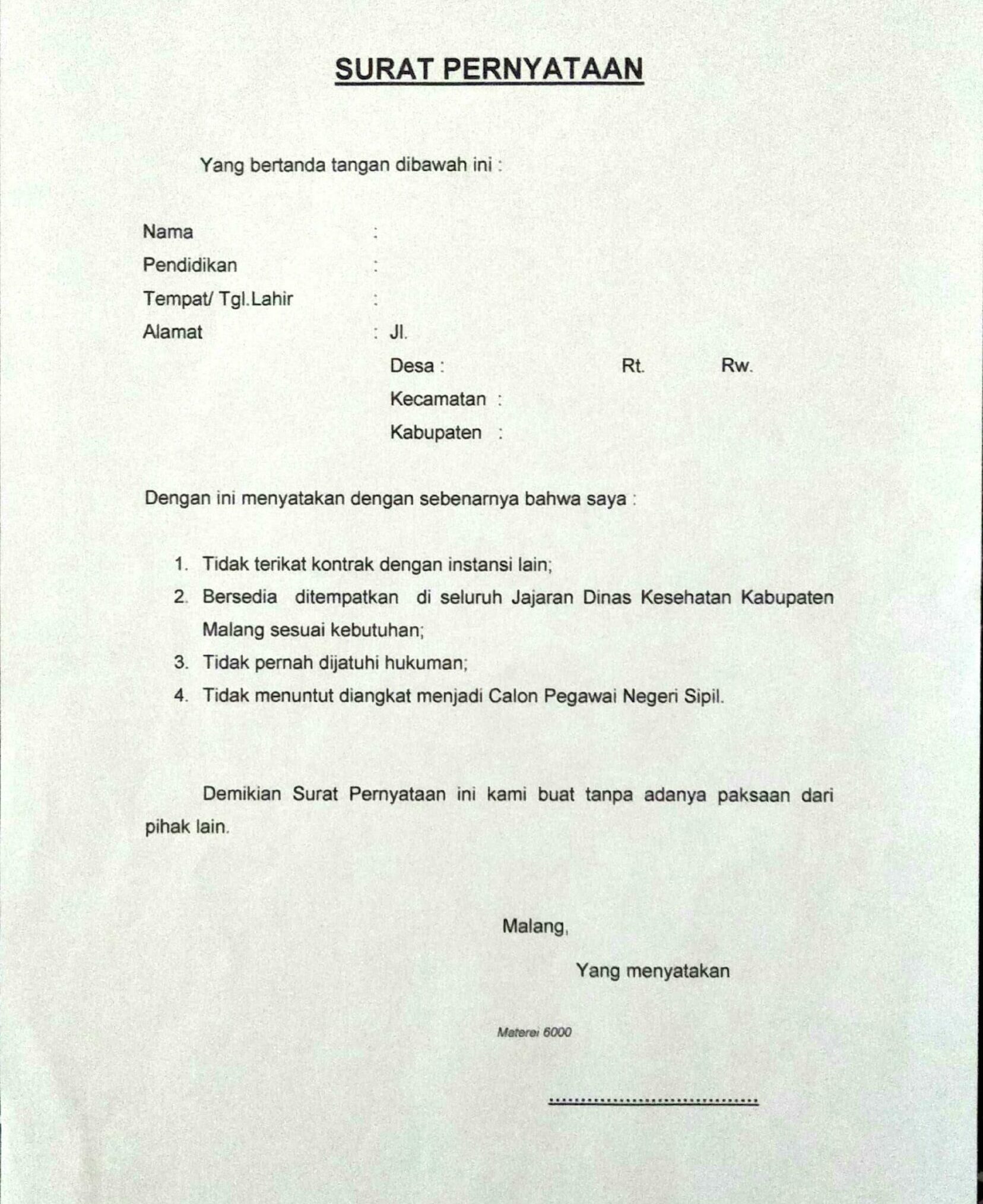 Lowongan Kerja Non PNS Dinas Kesehatan Kabupaten Malang