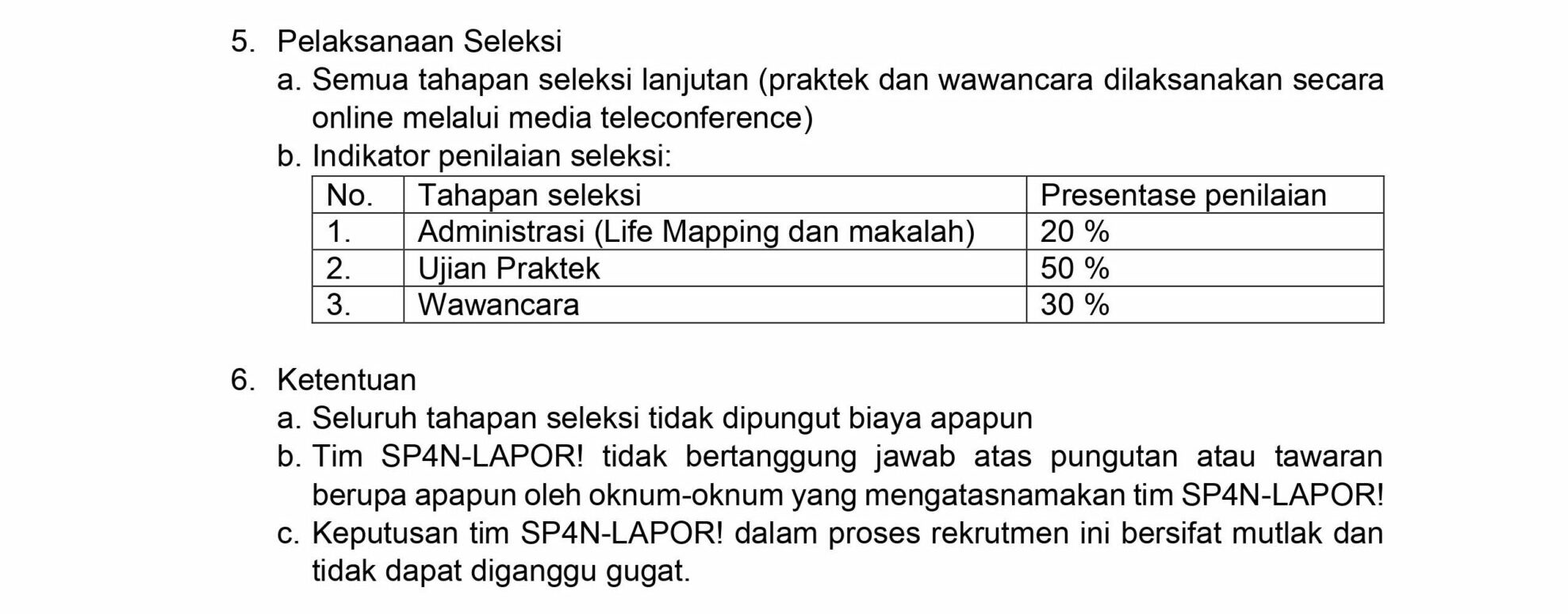 Penerimaan Pegawai Pemerintah Non Pegawai Negeri SP4N-Lapor!