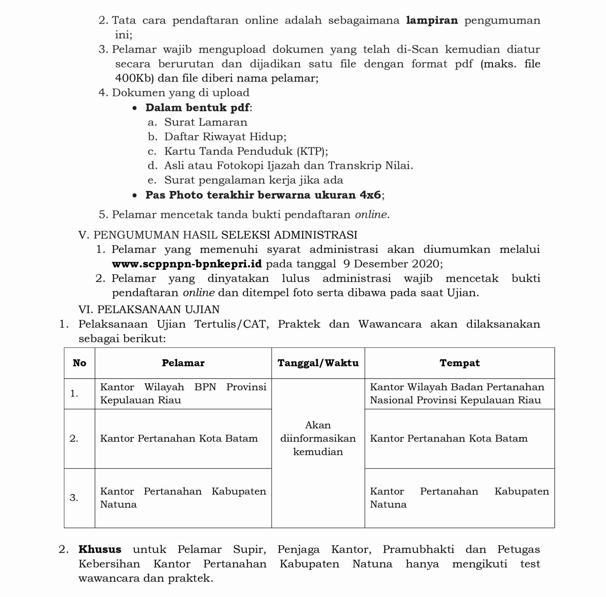 Lowongan Kerja Kementerian ATR/BPN Kanwil Kepulauan Riau