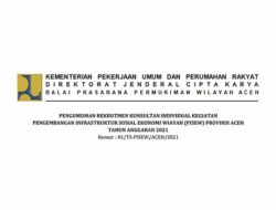 Lowongan Kerja Ditjen Cipta Karya Kementerian PUPR Wilayah Aceh