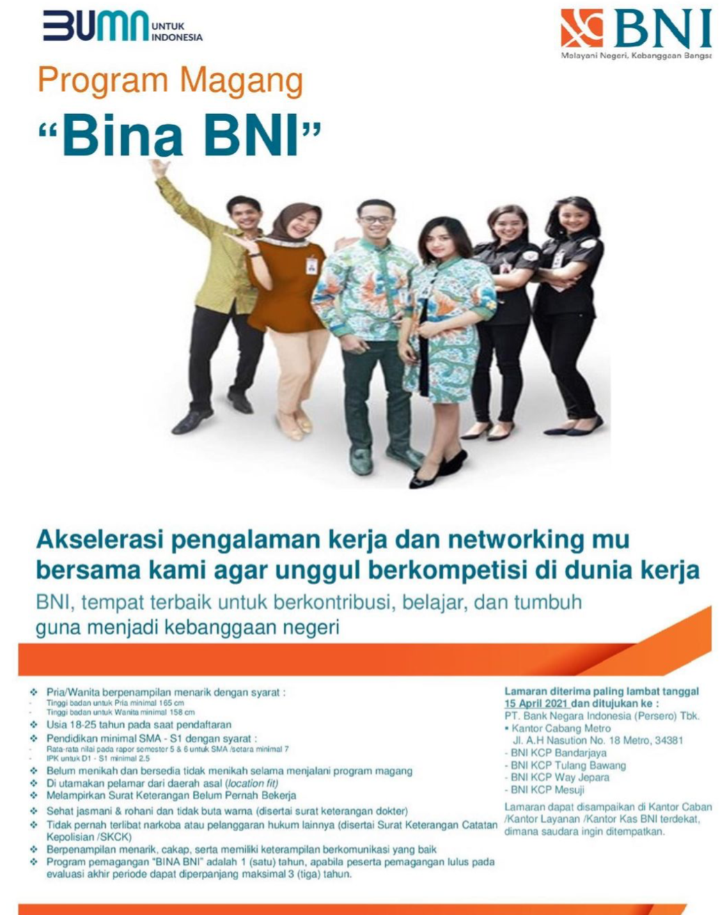 Lowongan Program Magang Bina Bni Bulan April 2021